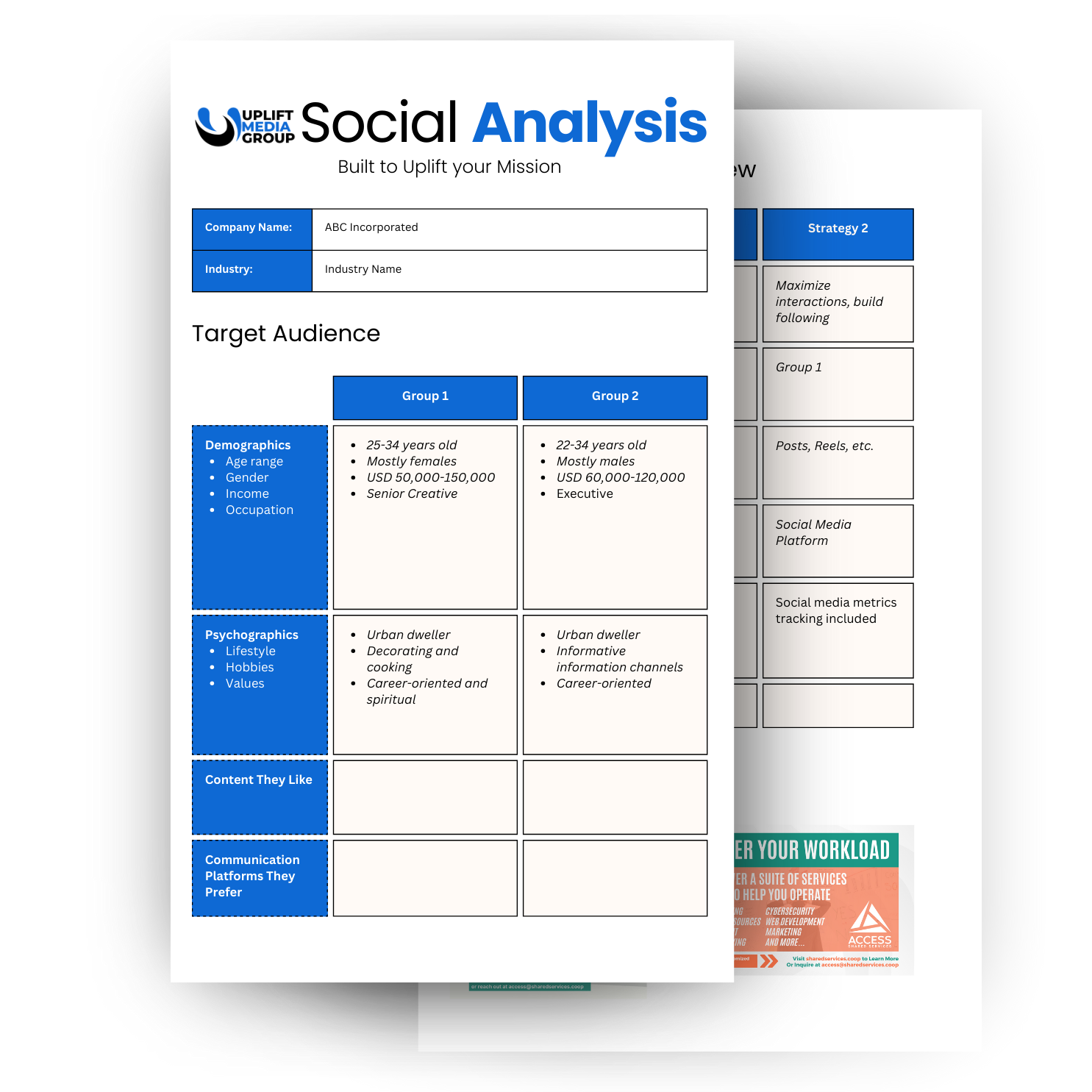 Social Media Analysis Sheets
